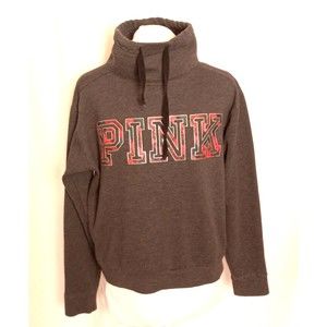 PINK   Victoria's Secret Gray Sweatshirt with Red Plaid Letters Size Medium VGUC